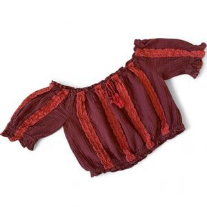 American-eagle Women's Pink and Burgundy Blouse